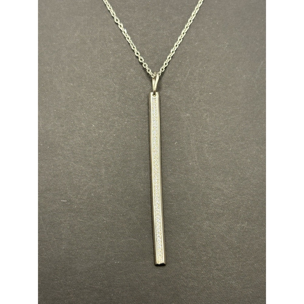 EUC 30" Sterling Silver Cubic Zirconia Pendant Necklace 925 5 Grams G2